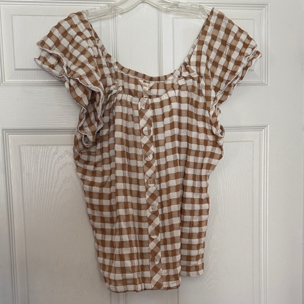 Matilda Jane Brown and White Gingham Blouse
